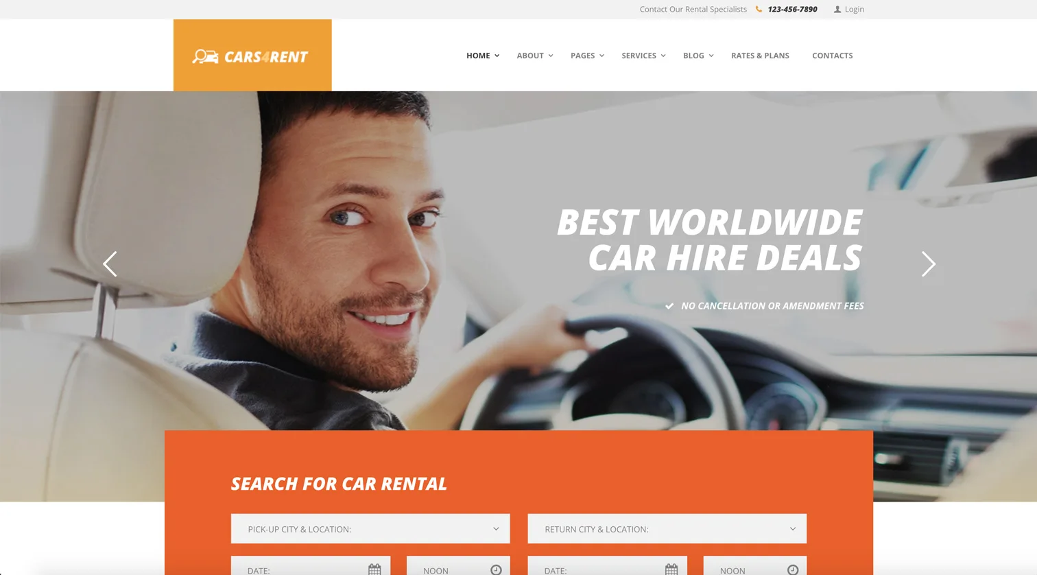 Cars4Rent - Auto Rental & Taxi Service WordPress Theme